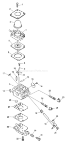 Page A Diagram and Parts List for Type 1E -023313-999999, Canada - 018677-999999 Echo Tiller