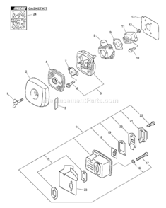 Page E Diagram and Parts List for Type 1E -023313-999999, Canada - 018677-999999 Echo Tiller