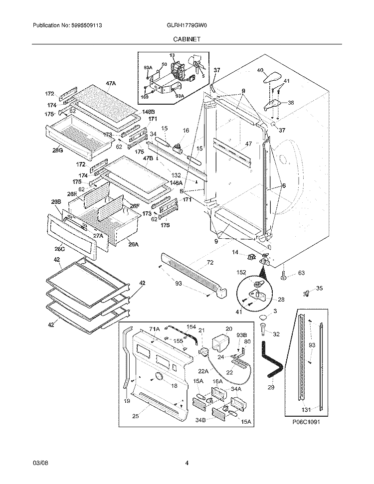 Part Location Diagram of 297099253 Frigidaire Evaporator Cover