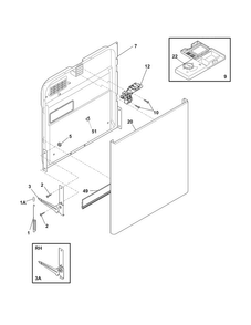 Door Diagram and Parts List for  Westinghouse Dishwasher