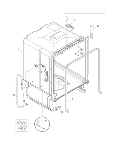 Tub Diagram and Parts List for  Westinghouse Dishwasher