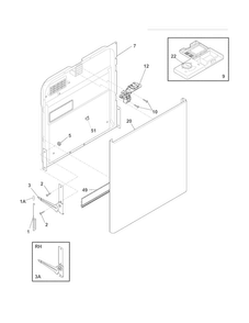 Door Diagram and Parts List for  Westinghouse Dishwasher