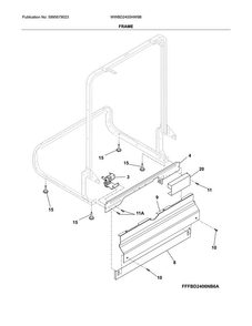 Frame Diagram and Parts List for  Westinghouse Dishwasher