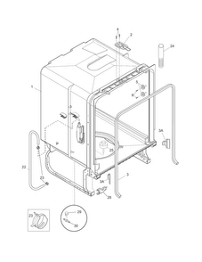 Tub Diagram and Parts List for  Westinghouse Dishwasher