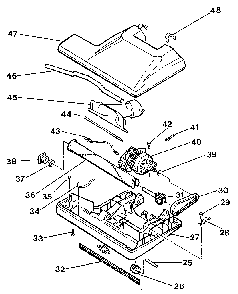 Base Nozzle Assembly Diagram and Parts List for  Electrolux Canister Vacuum