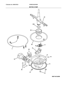 Motor & Pump Diagram and Parts List for  Westinghouse Dishwasher
