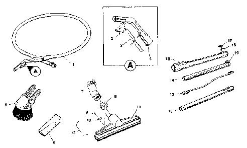 Accessories Diagram and Parts List for  Electrolux Canister Vacuum