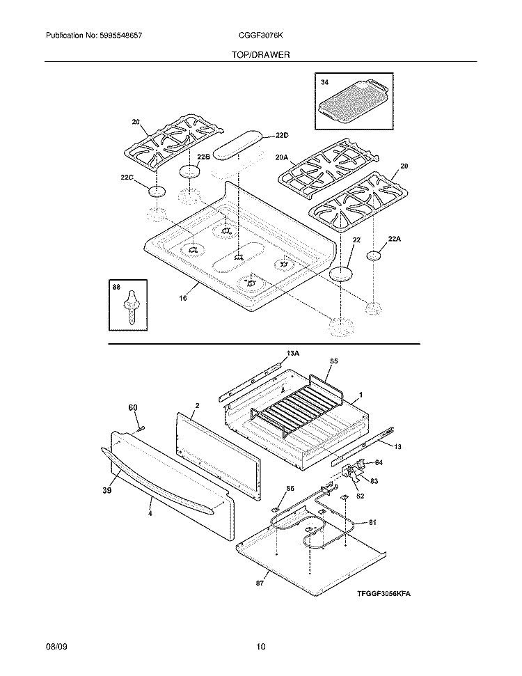 Part Location Diagram of 316093502 Frigidaire THERMO DISC