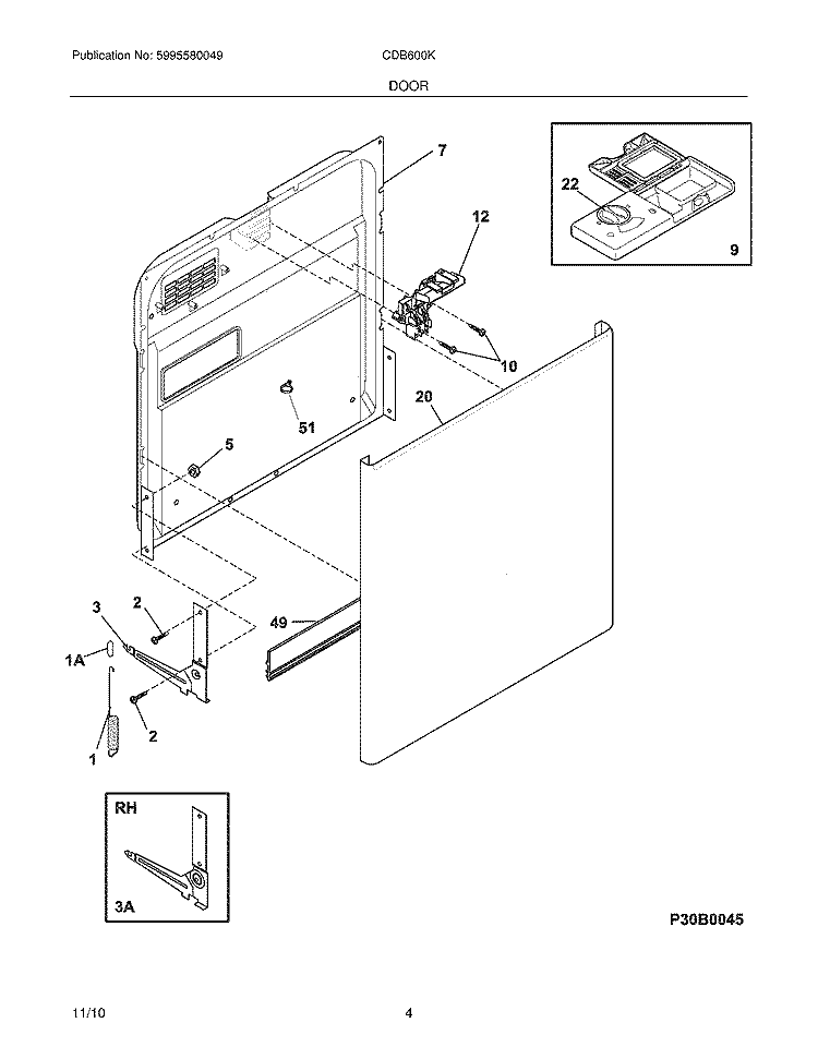 Part Location Diagram of 154829003 Frigidaire DOOR