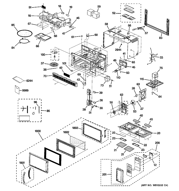 Part Location Diagram of WB24X10146 GE MICRO SWITCH(STAND ON)