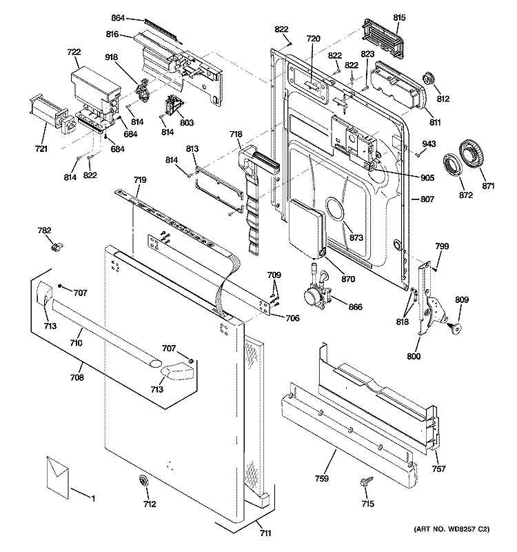Part Location Diagram of WD12X10384 GE Dishwasher Detergent Dispenser Pump