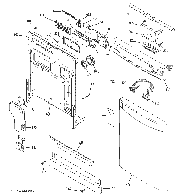 Part Location Diagram of WD12X10251 GE DET DISPENSING Assembly