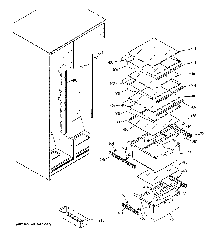 Part Location Diagram of WR32X10592 GE COVER PAN GLASS