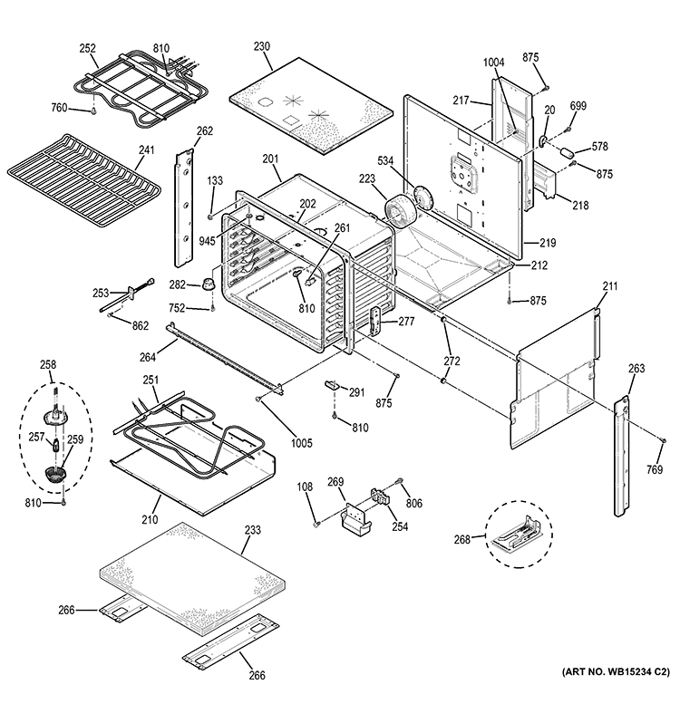 Part Location Diagram of WB44X20956 GE ELEMENT HIDDEN BAKE Assembly