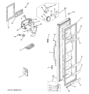 Part Location Diagram of WR17X11653 GE Dispenser Door Assembly or Flapper