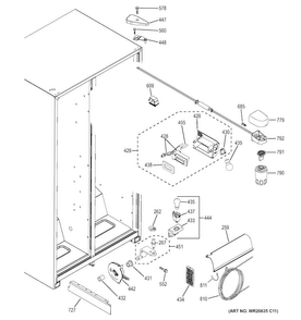 Fresh Food Section Diagram and Parts List for  General Electric Refrigerator
