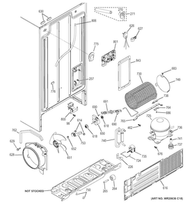 Machine Compartment Diagram and Parts List for  General Electric Refrigerator