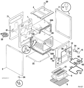 OVEN BODY Diagram and Parts List for  General Electric Range