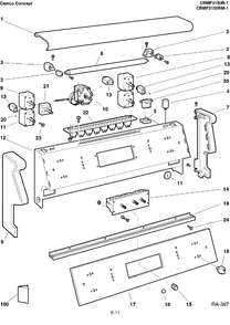 BACKGUARD Diagram and Parts List for  General Electric Range