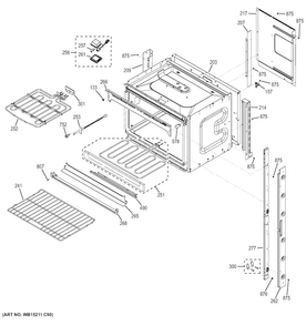 Upper Oven Diagram and Parts List for  General Electric Wall Oven