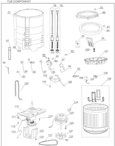 Tub Diagram and Parts List for  Haier Washer