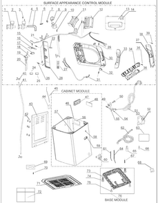 Main Asy Diagram and Parts List for  Haier Washer
