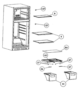 Internal Cabinet Diagram and Parts List for  Haier Refrigerator