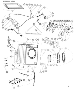 Main Asy Diagram and Parts List for  Haier Washer Dryer Combo