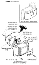 Page J Diagram and Parts List for 1998-06 Husqvarna Chainsaw