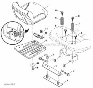 Page H Diagram and Parts List for 2009-09 Husqvarna Lawn Tractor