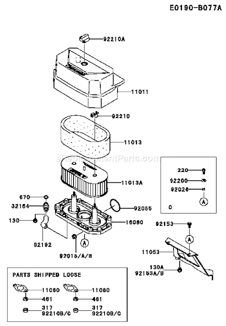 Part Location Diagram of 11053-7022 Kawasaki Bracket