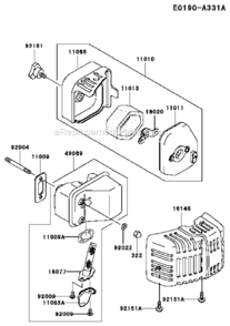 Air_FilterMuffler Diagram and Parts List for  Kawasaki Hedge Trimmer