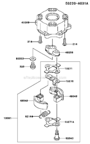 PTO-Equipment Diagram and Parts List for  Kawasaki Hedge Trimmer