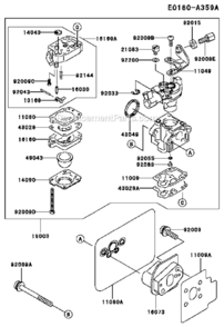 Carburetor Diagram and Parts List for  Kawasaki Hedge Trimmer