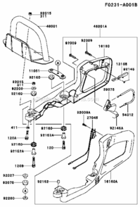 Handle Diagram and Parts List for  Kawasaki Hedge Trimmer