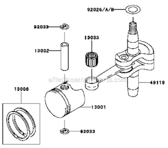 PistonCrankshaft Diagram and Parts List for  Kawasaki Hedge Trimmer