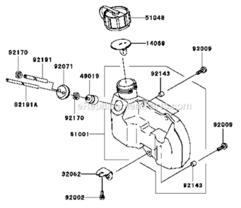 Fuel-TankFuel-Valve Diagram and Parts List for  Kawasaki Hedge Trimmer