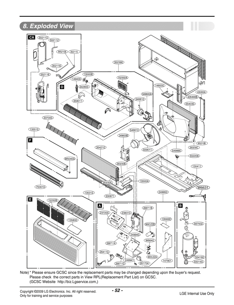 Part Location Diagram of 4960A20005A LG Room Air Conditioner Fan Bracket