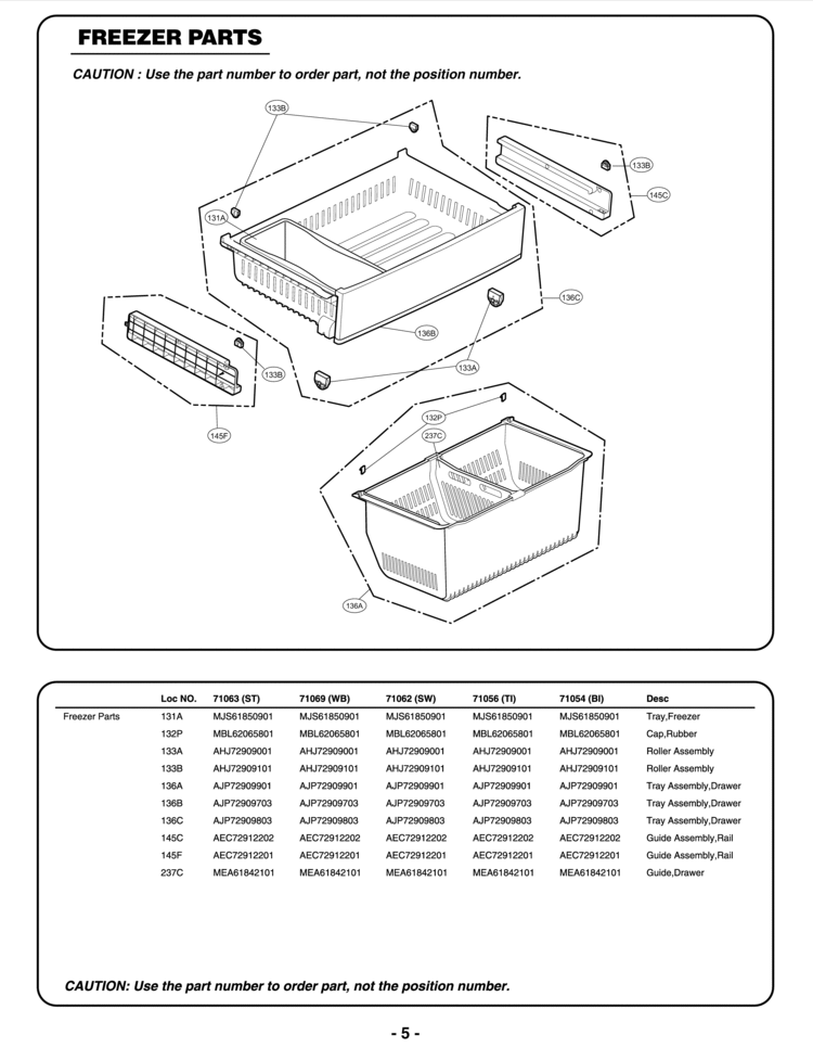 Part Location Diagram of AHJ72909001 LG Roller Assembly