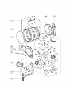 Drum And Motor Assembly Parts Diagram and Parts List for  Kenmore Dryer