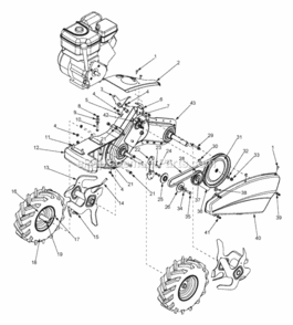 Drive Diagram and Parts List for 2005 MTD Tiller