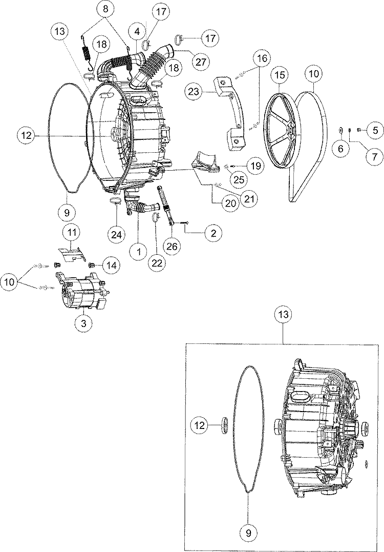 Part Location Diagram of WP34001439 Whirlpool BACK-TUB