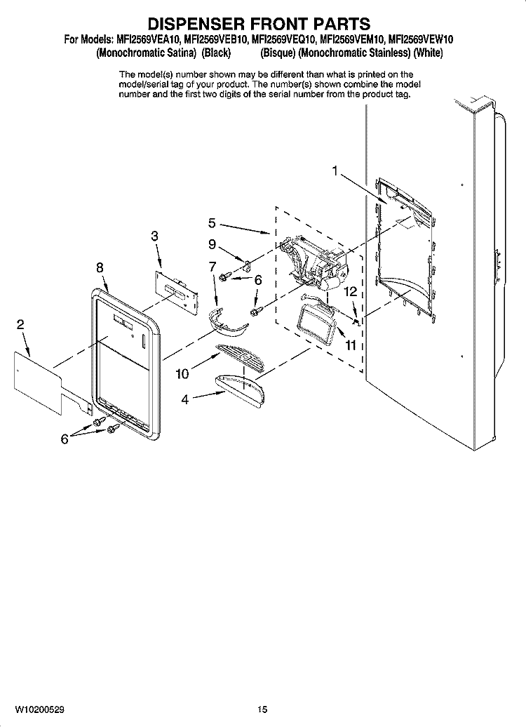 Part Location Diagram of WP13005705 Whirlpool Chute
