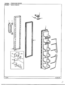 Freezer Door Diagram and Parts List for  Admiral Refrigerator