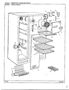 Freezer Compartment Diagram and Parts List for  Admiral Refrigerator