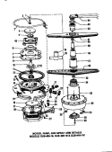 MOTOR, PUMP, AND SPRAY ARM DETAILS Diagram and Parts List for DUS-406-1 9 Caloric Dishwasher