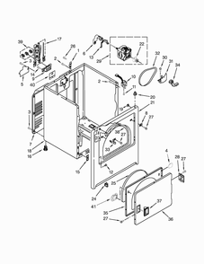 Cabinet Parts Diagram and Parts List for  Crosley Dryer