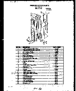 Freezer Door Parts Diagram and Parts List for MN01 Caloric Refrigerator