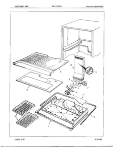 Freezer Compartment Assembly Diagram and Parts List for  Admiral Refrigerator