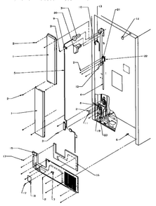 Cabinet Back Diagram and Parts List for P1188801WL Caloric Refrigerator